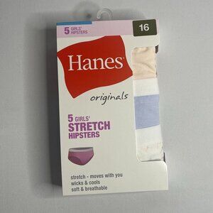 Hanes Girls Size 16 Multi-Color Stretch Hipster Underwear 5-Pack